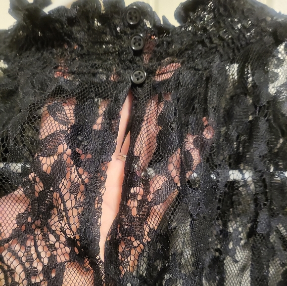 Leyden Sheer Lace Shirt, L, BLACK - Picture 3 of 6